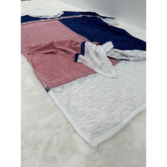 We The Free by Free People Charleston ColorBlock Oversized Tunic Blue/Pink/White - Picture 8 of 11